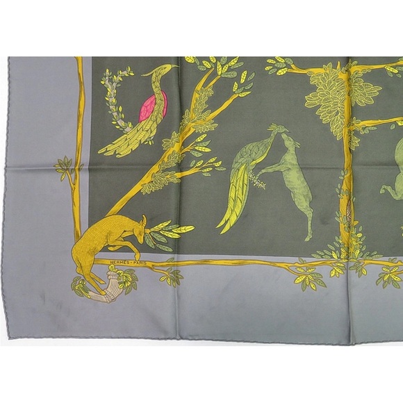 Hermès Gray and Yellow Silk Scarf - Picture 5 of 11